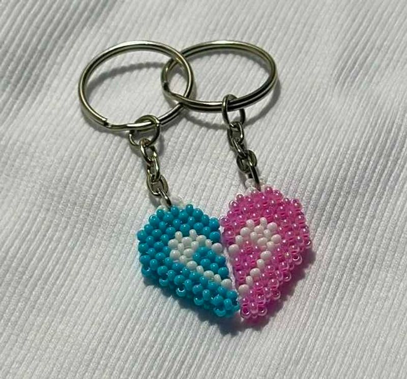 Beaded Heart Keychains (Set of 2)