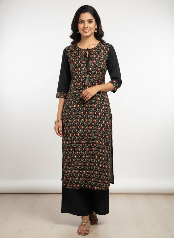 New Black  Kurti with Tassels