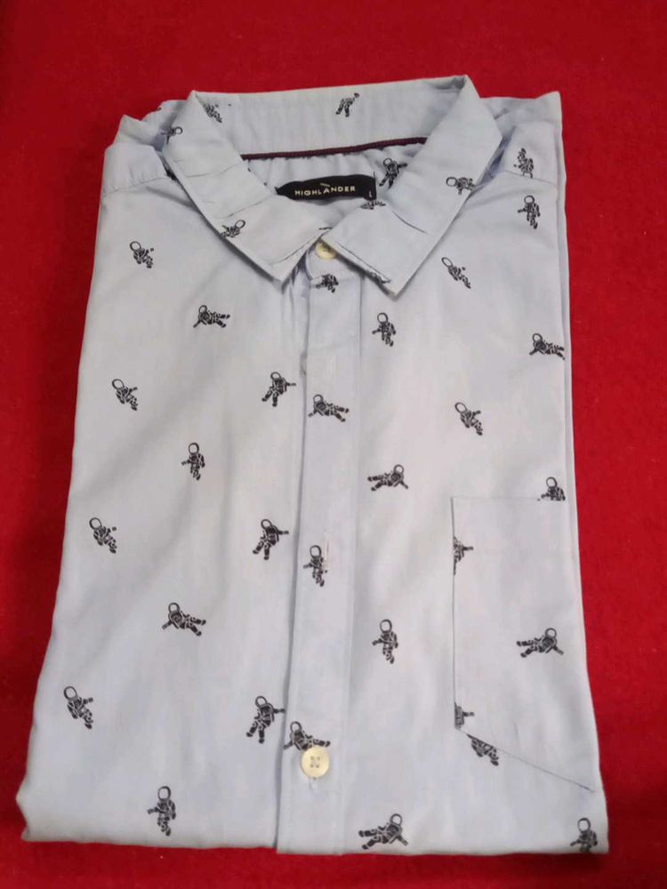 Men's Astronaut Print Button-Down Shirt