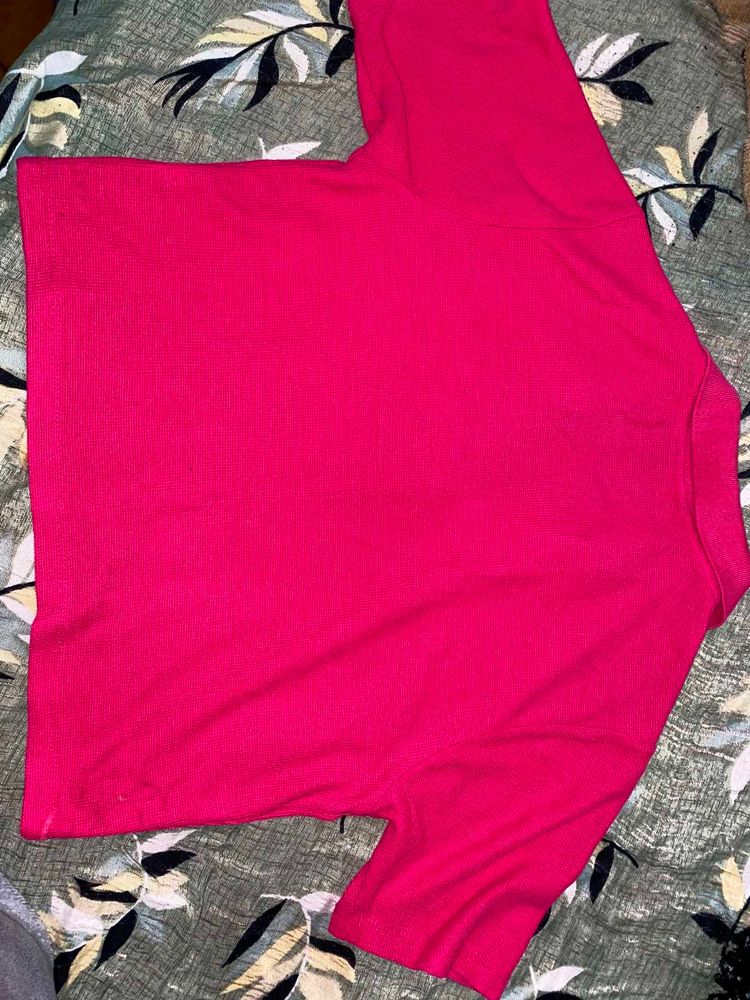 Bright Pink Short Sleeve Top