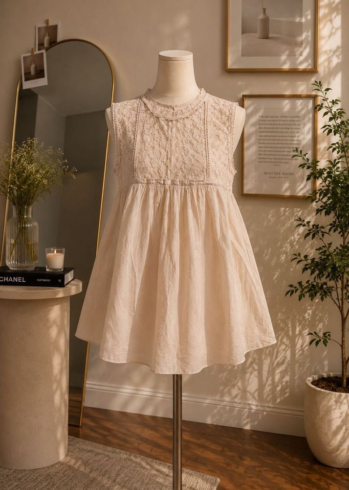 Boho Lace Detail Cream Tunic Top