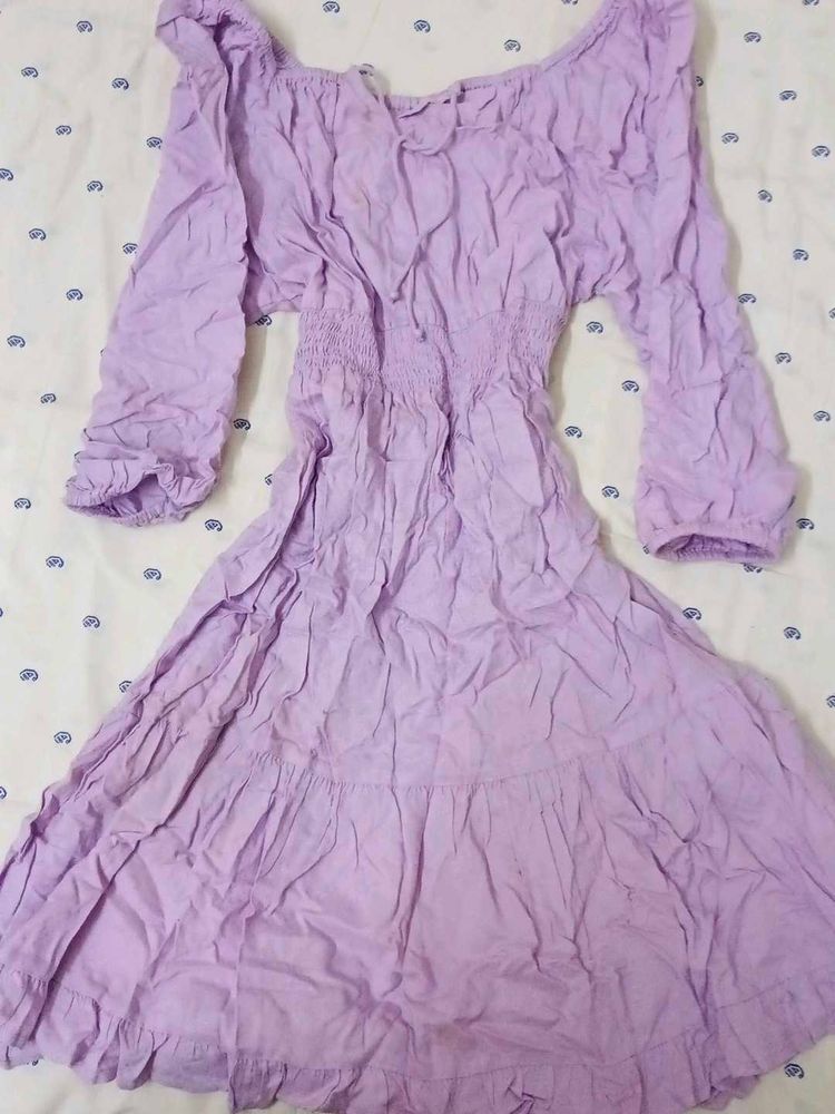Boho Off-Shoulder Lilac Dress
