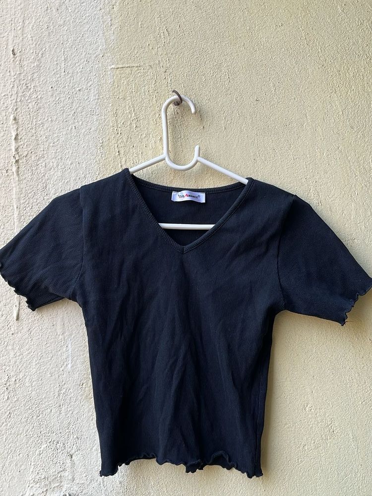 Set Of 2 pinteresty Black and blue V-Neck ribbed
