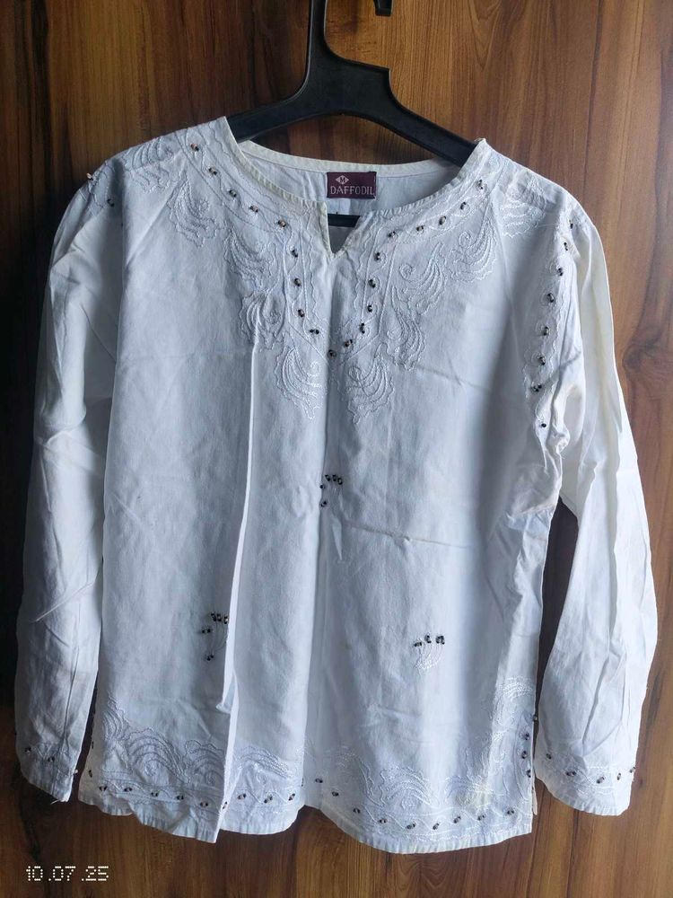 Embroidered White Top