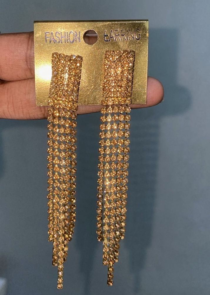 Sparkling Gold Tassel Earrings