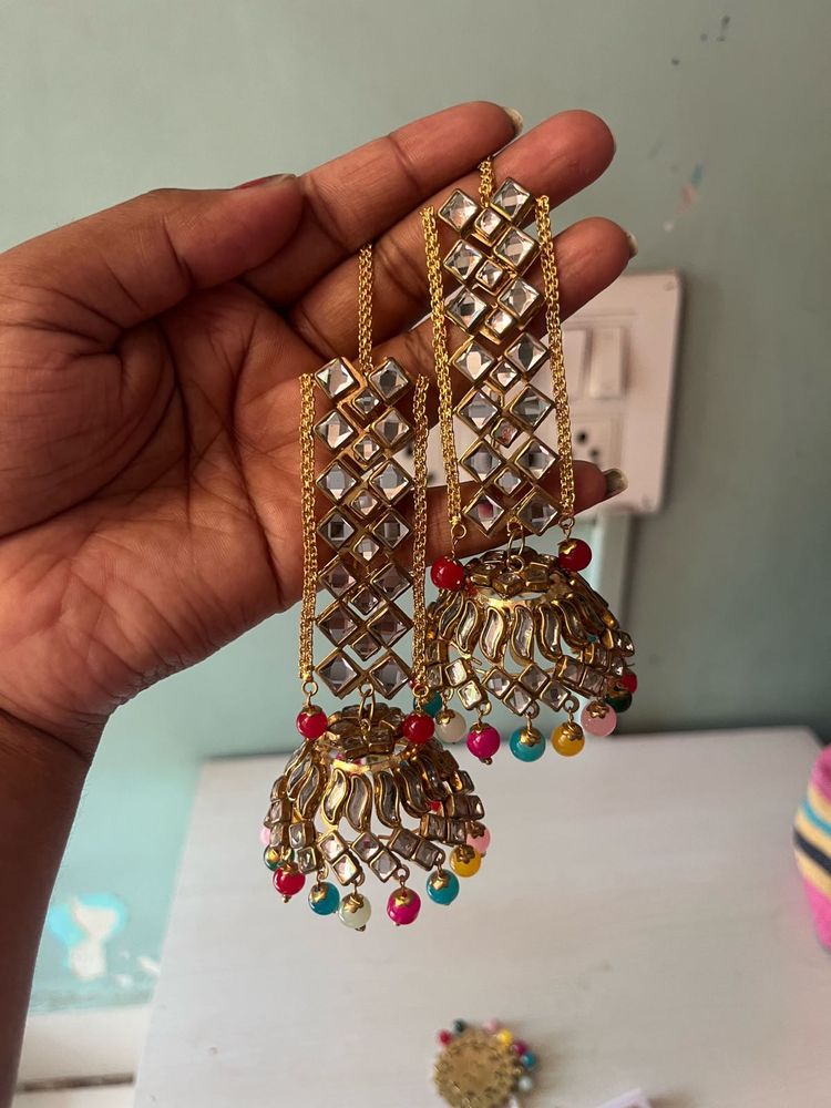 Stunning Jhumka Earrings with Colorful Beads