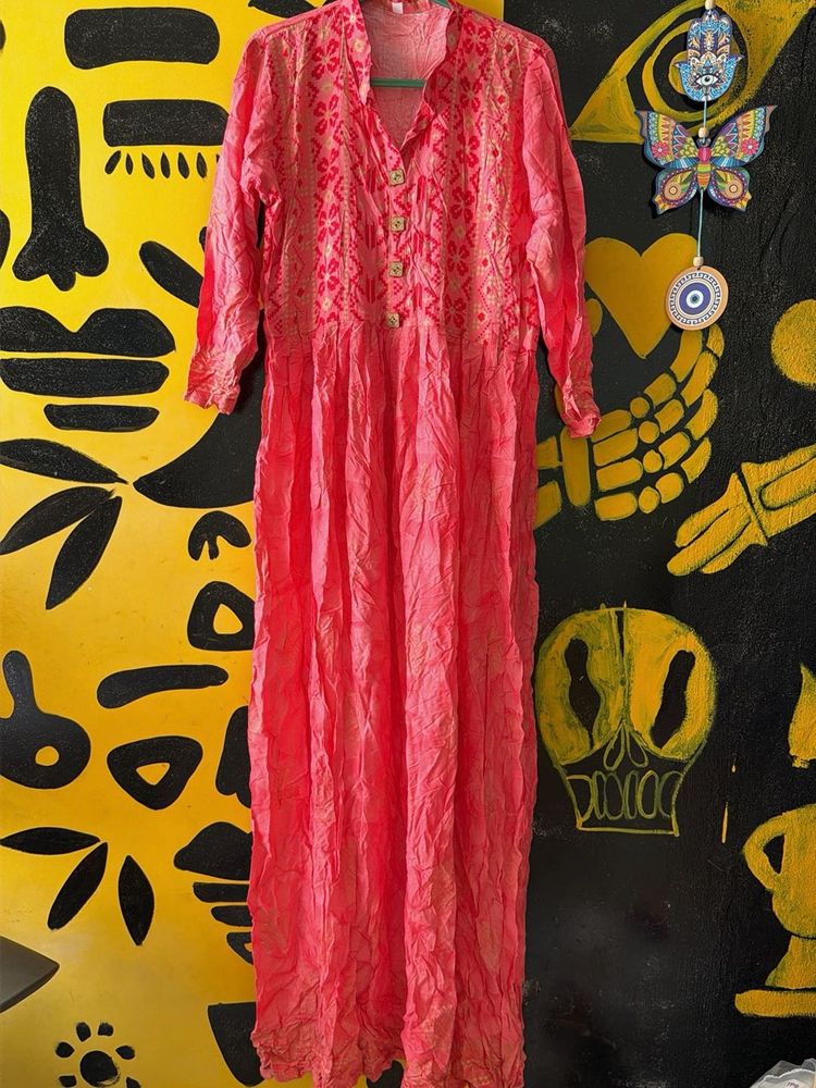 Pink Ethnic Anarkali Kurti