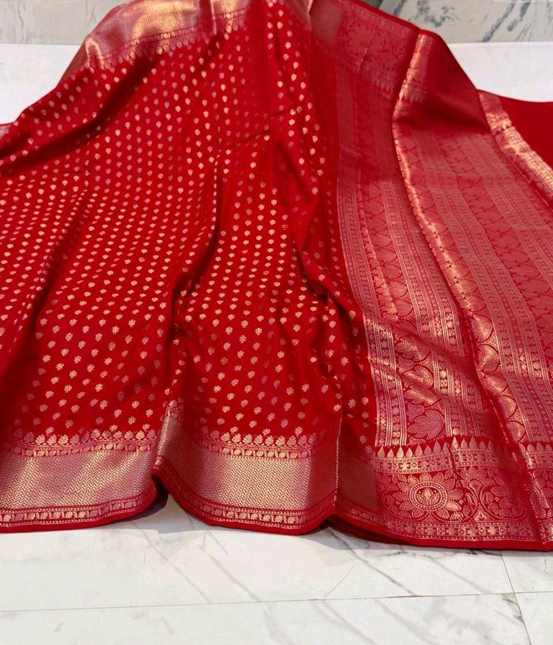 New Red Banarasi Katan Silk Saree