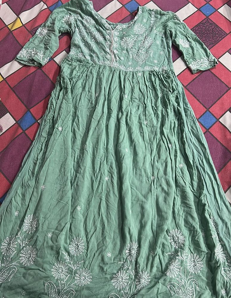 Green Embroidered Dress