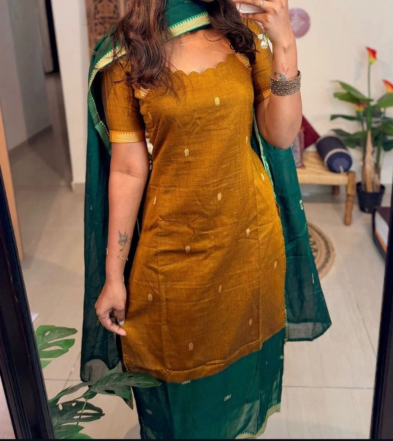Mustard Yellow Kurta Set with Dupatta
