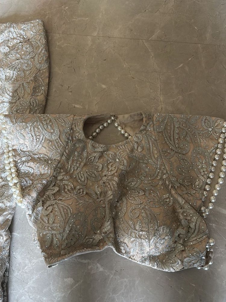 Embellished Pearl Blouse with fishtail skirt