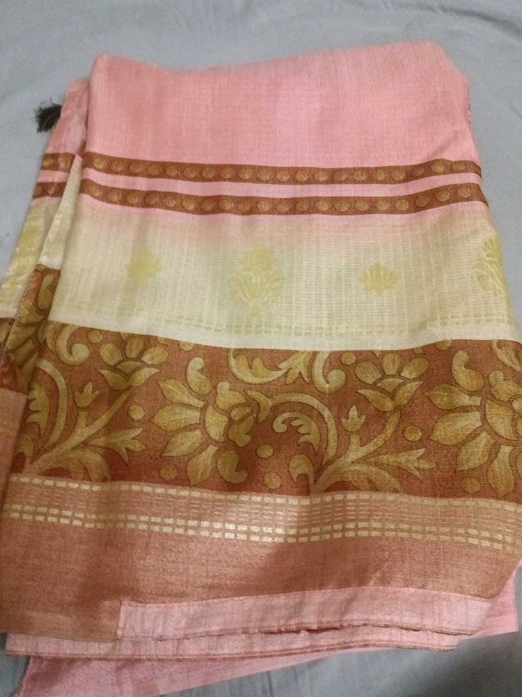 Elegant Pink &amp; Gold Saree
