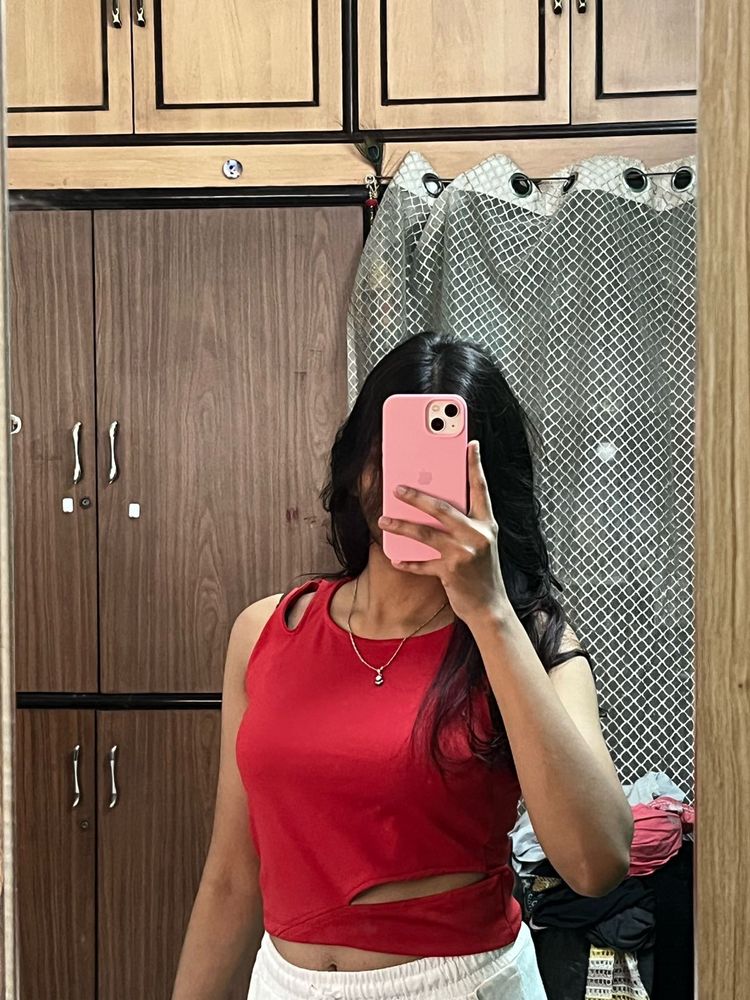 Red Cutout Tank Top