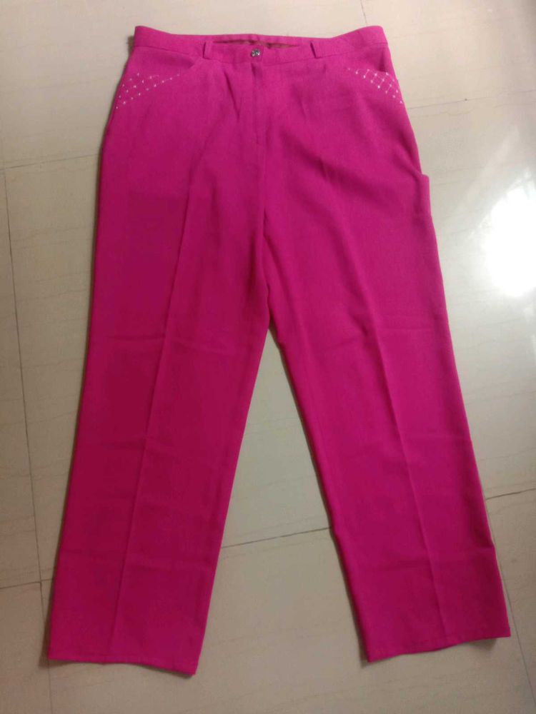 Bright Pink Embellished Pants