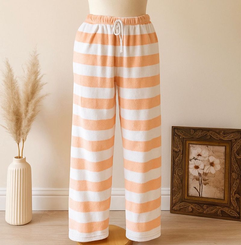 Striped furry woolen Pants