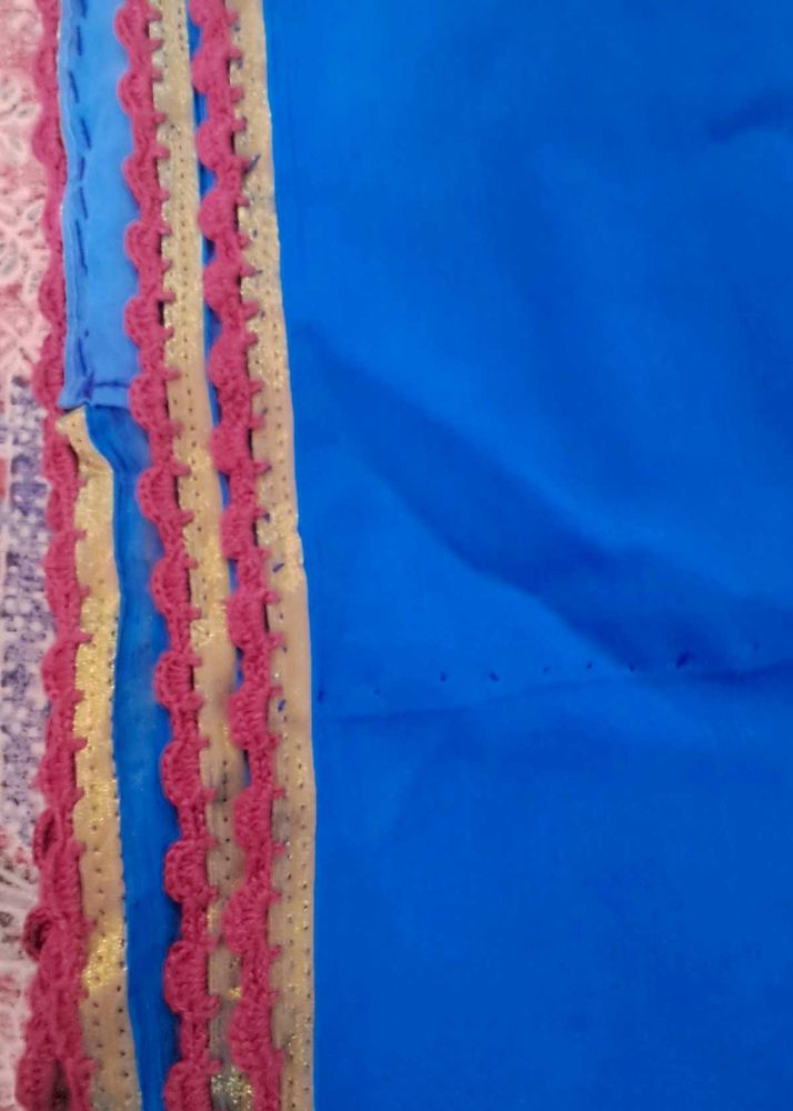 🤩Pure chiffon  saari with handmade lace
