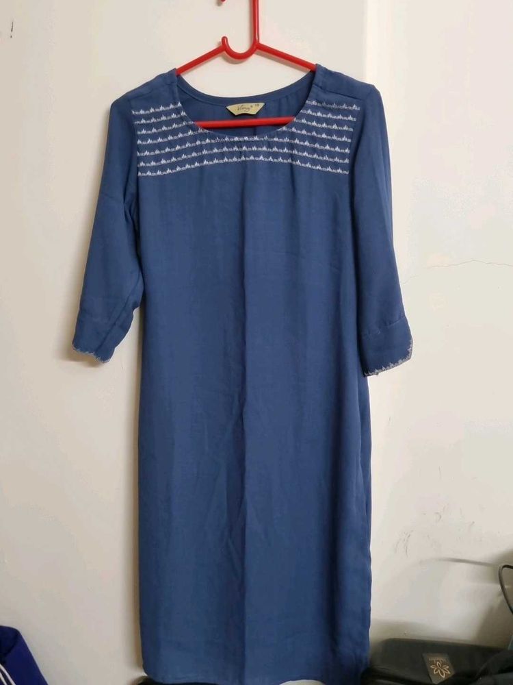 Blue Embroidered Dress