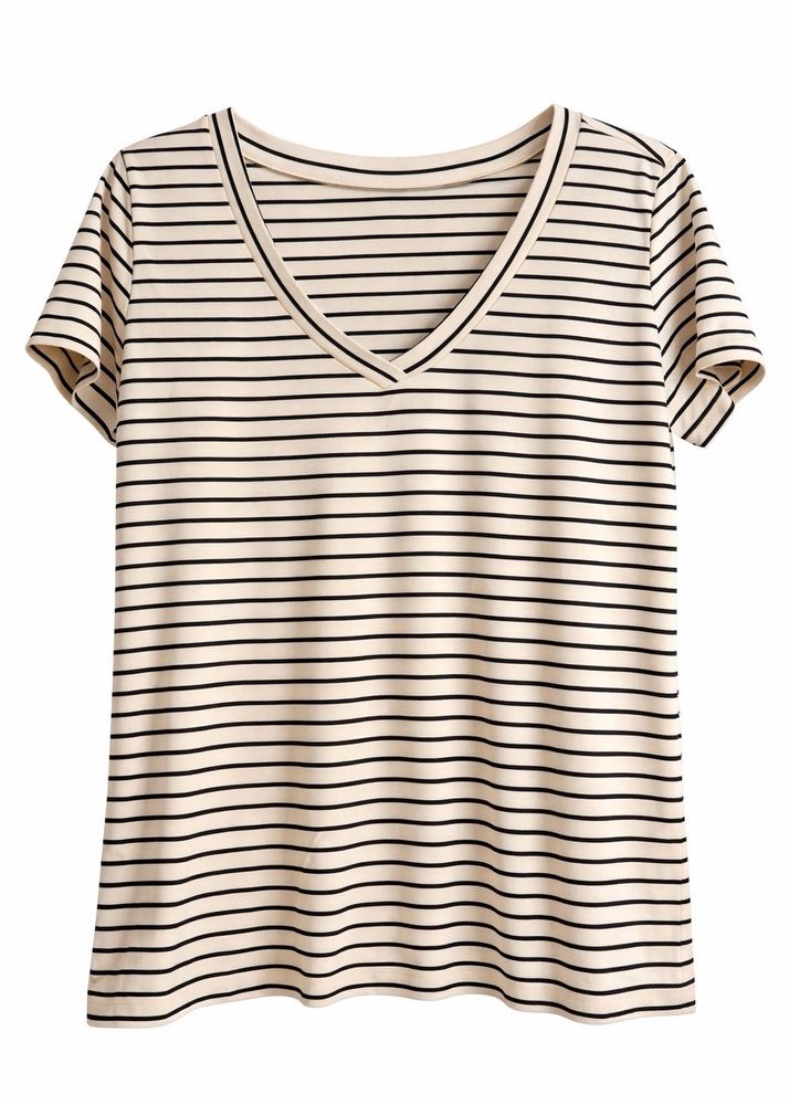 ONLY - Classic Striped V-Neck T-Shirt