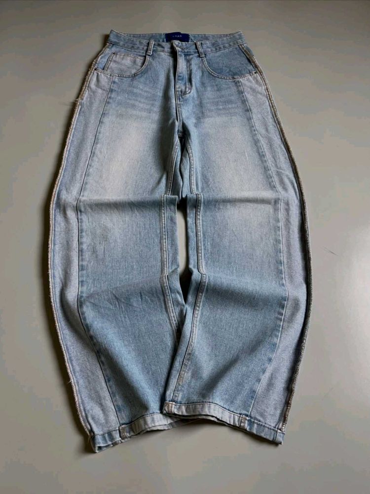 Y2k Shaded Blue Baggy Jeans