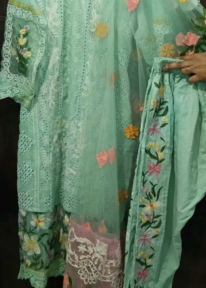 Mint Green Embroidered Salwar Kameez