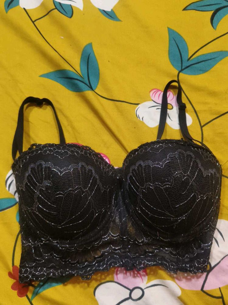 Lace Detail Black Bra
