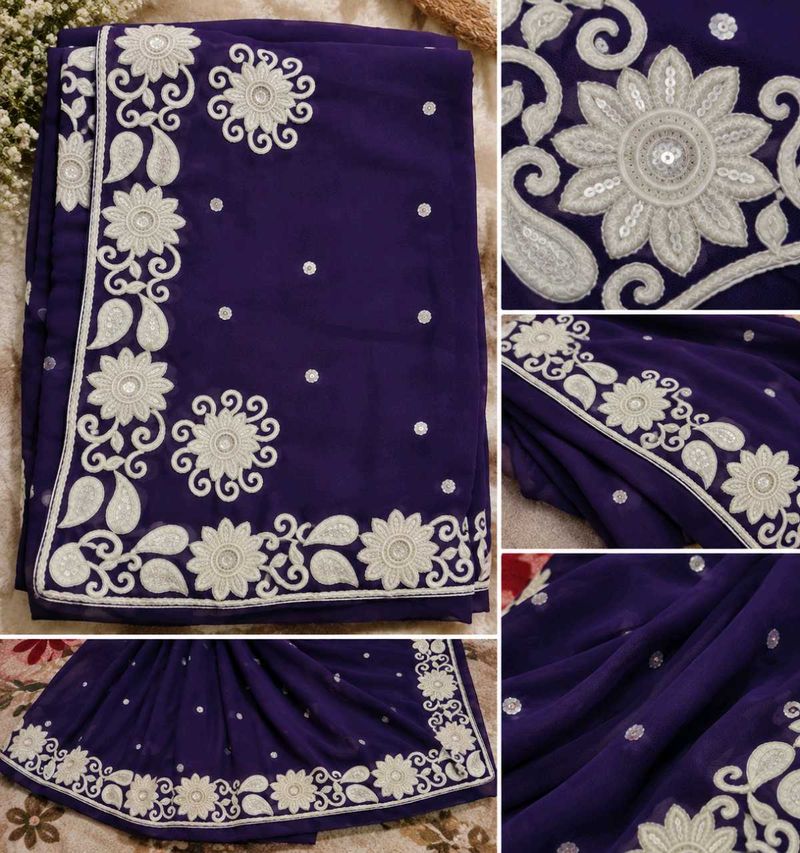 ✨ Elegant Purple Embroidered Saree | Beautiful Par
