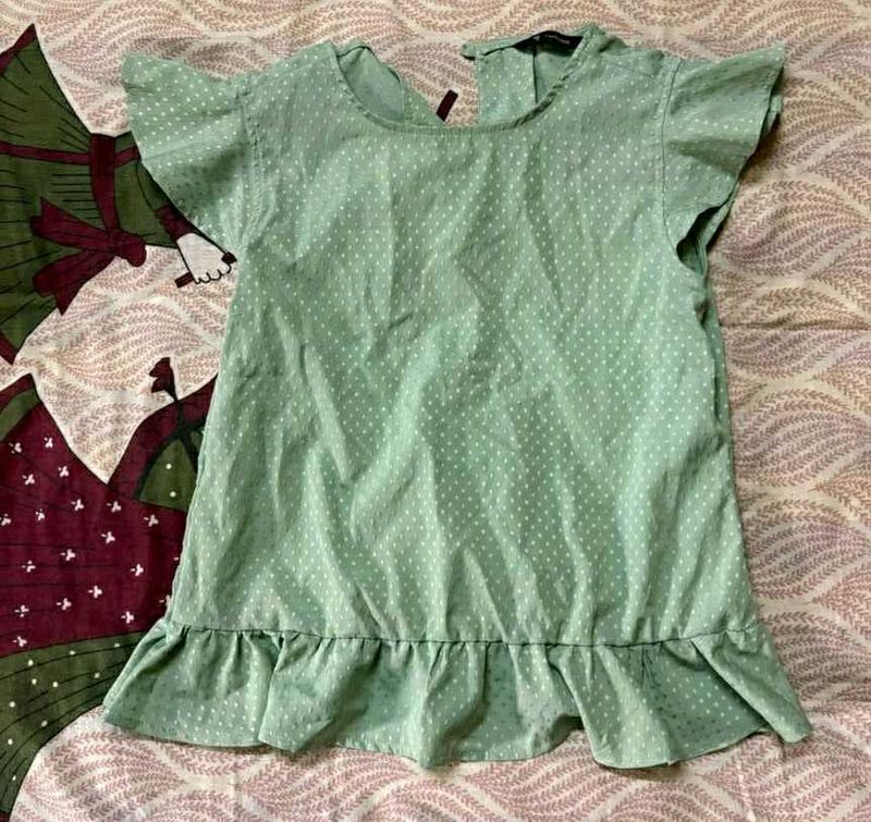 Cute Mint Green Ruffled Top