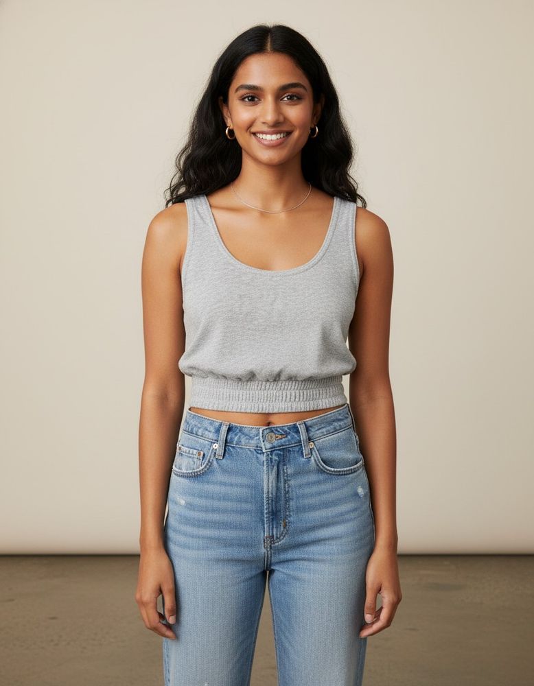 Gray Cropped Tank Top