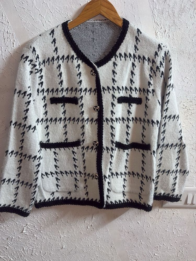 New Houndstooth Knit Cardigan