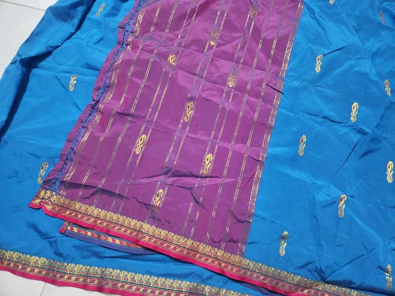 Banarsi saree (Blue &amp; pink) with Gold Accents