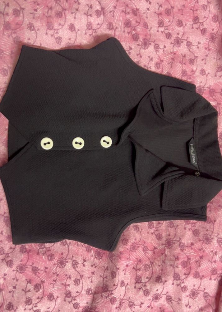 Chic Black Sleeveless Vest Top