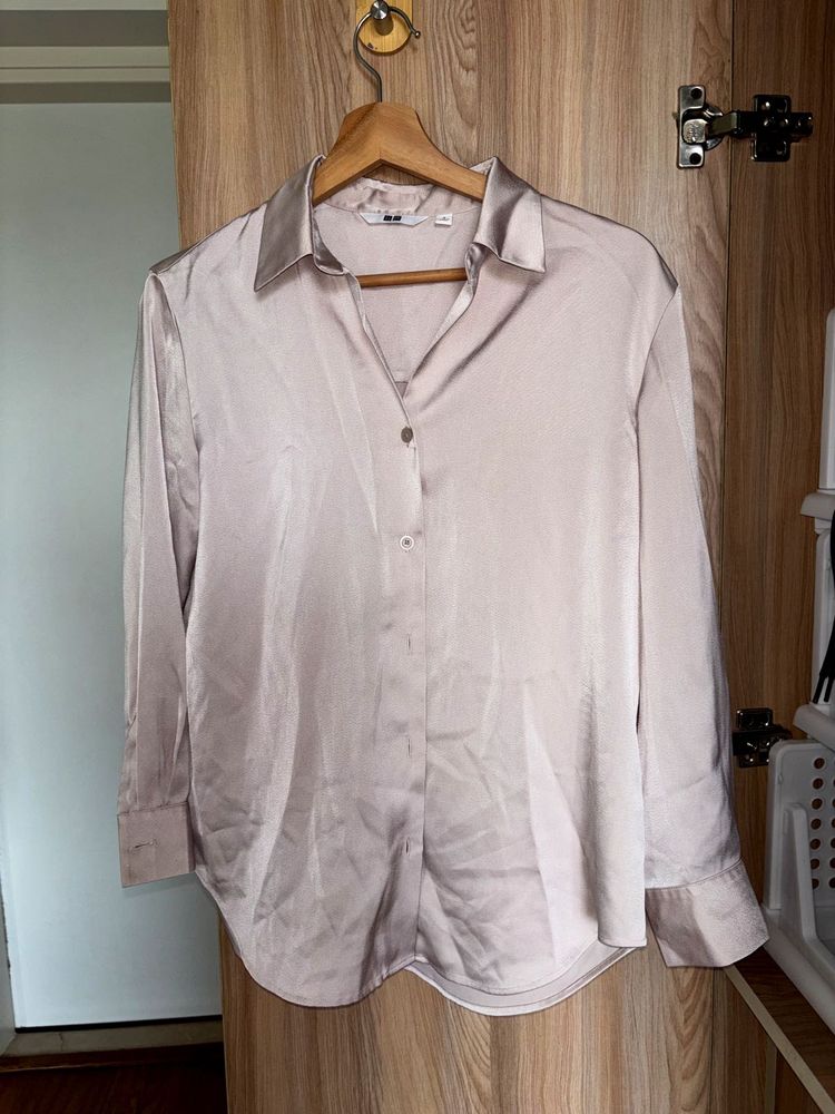 Premium Satin champagne coloured Button-Up Shirt