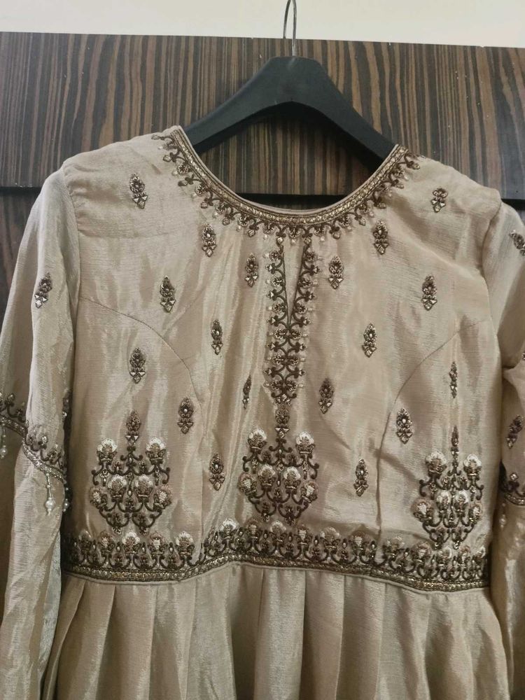 Embellished Pleated Kurti with Plazoo