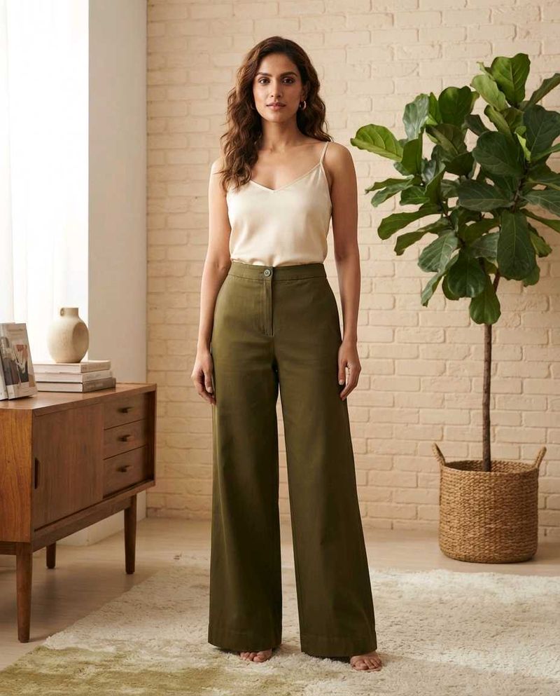 Olive Green Wide Leg Pants