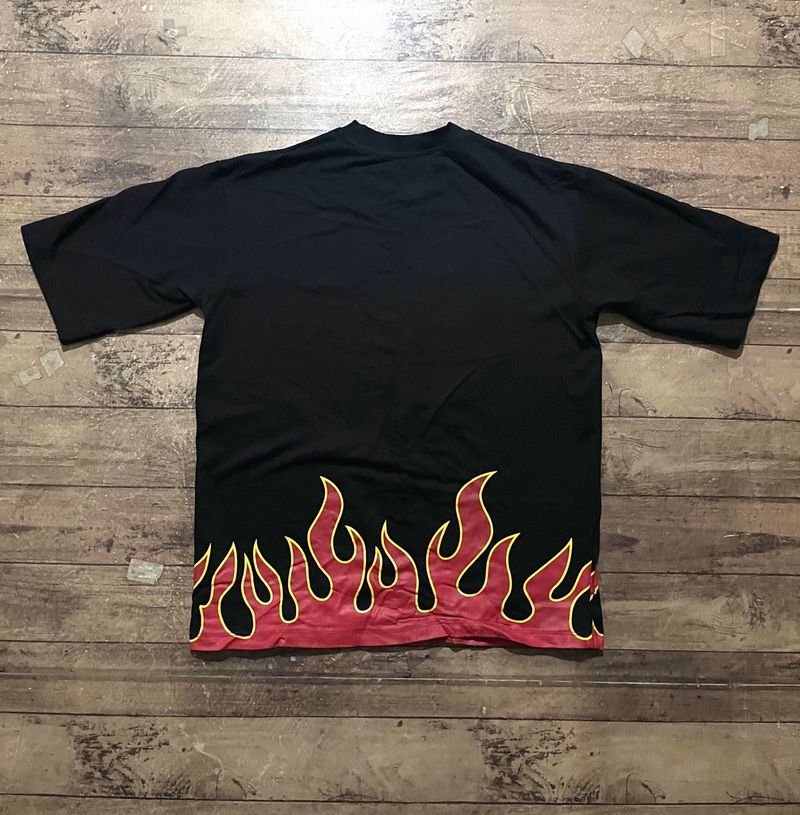 Black Flame Print T-Shirt
