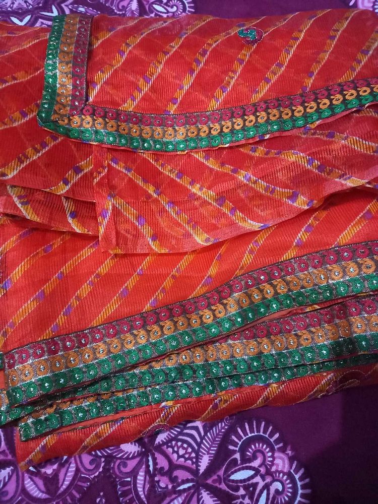 Orange Colour Bandhani Saree