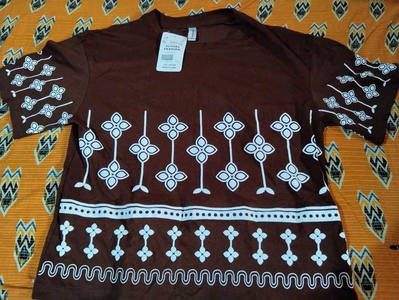 Stylish Brown Printed T-Shirt