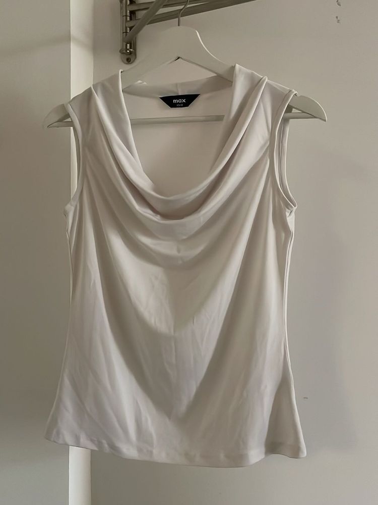 White Cowl Neck Top