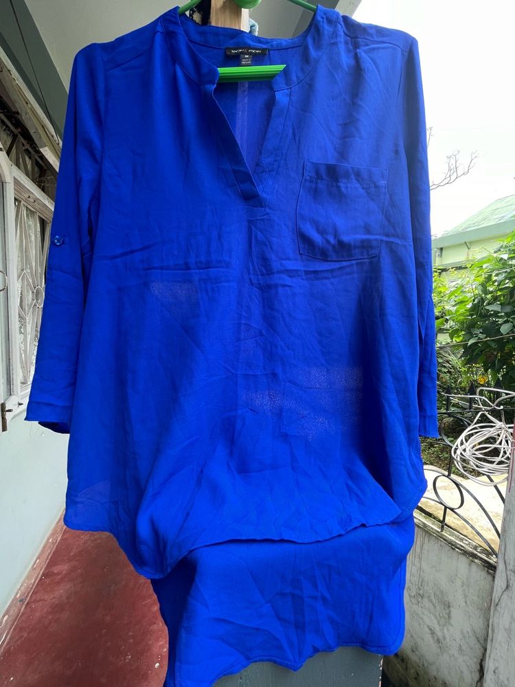 Royal Blue V-Neck Tunic Top