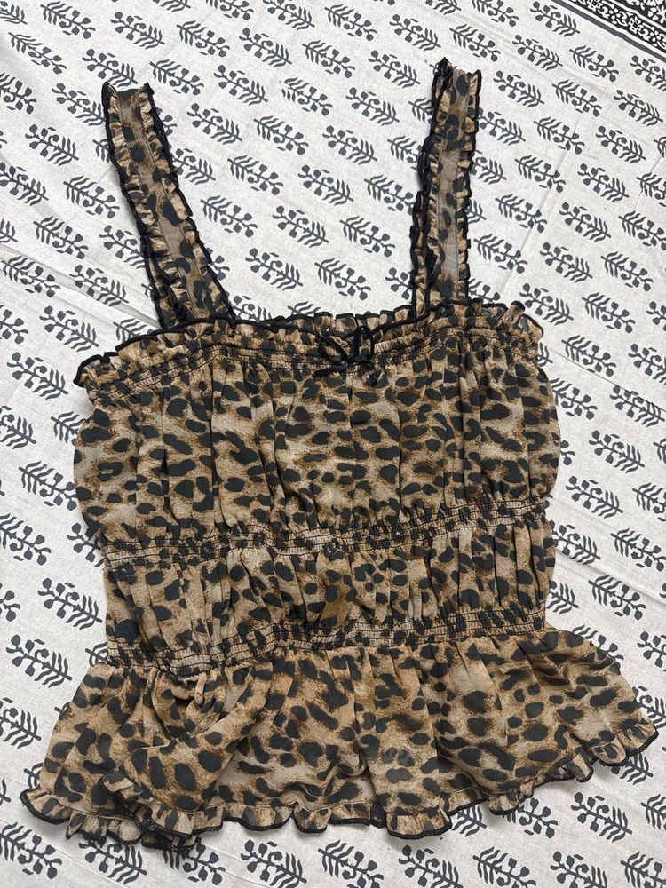 Leopard Print Crop Cami Top