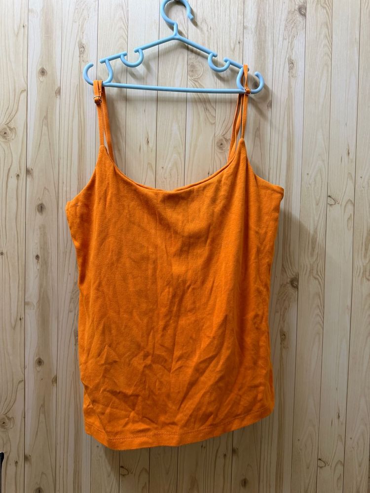 Vibrant Orange Spaghetti Strap Tank Top