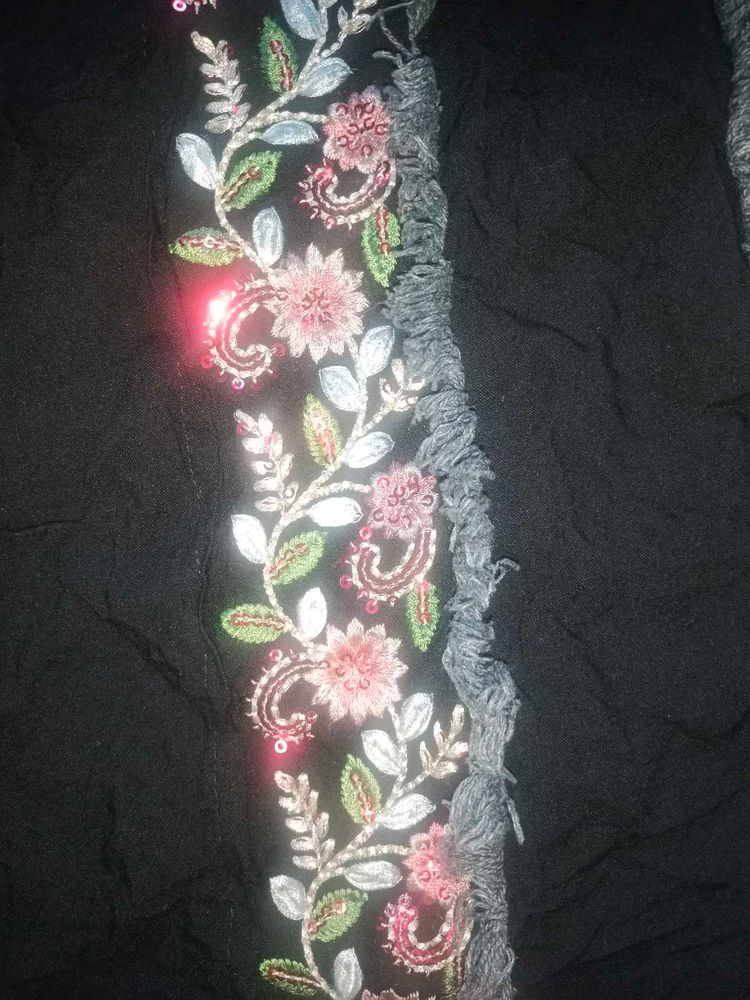 Black Embroidered Scarf