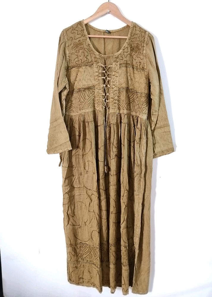 Boho Lace-Up Maxi Dress