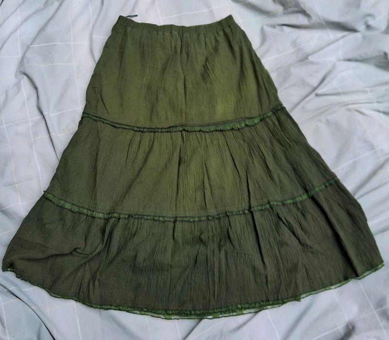 Y2k Vintage Cottagecore Fairy Green Midi Skirt