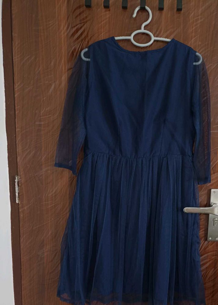 Elegant Navy Blue Tulle Dress