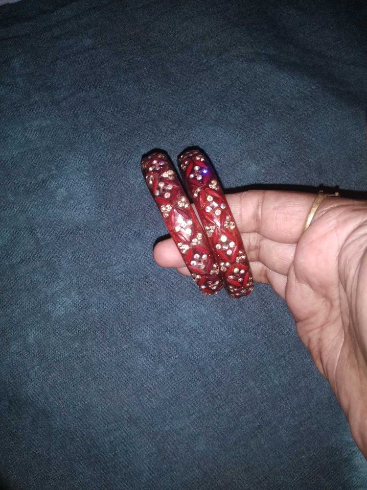Red &amp; Gold Sparkle Bangles