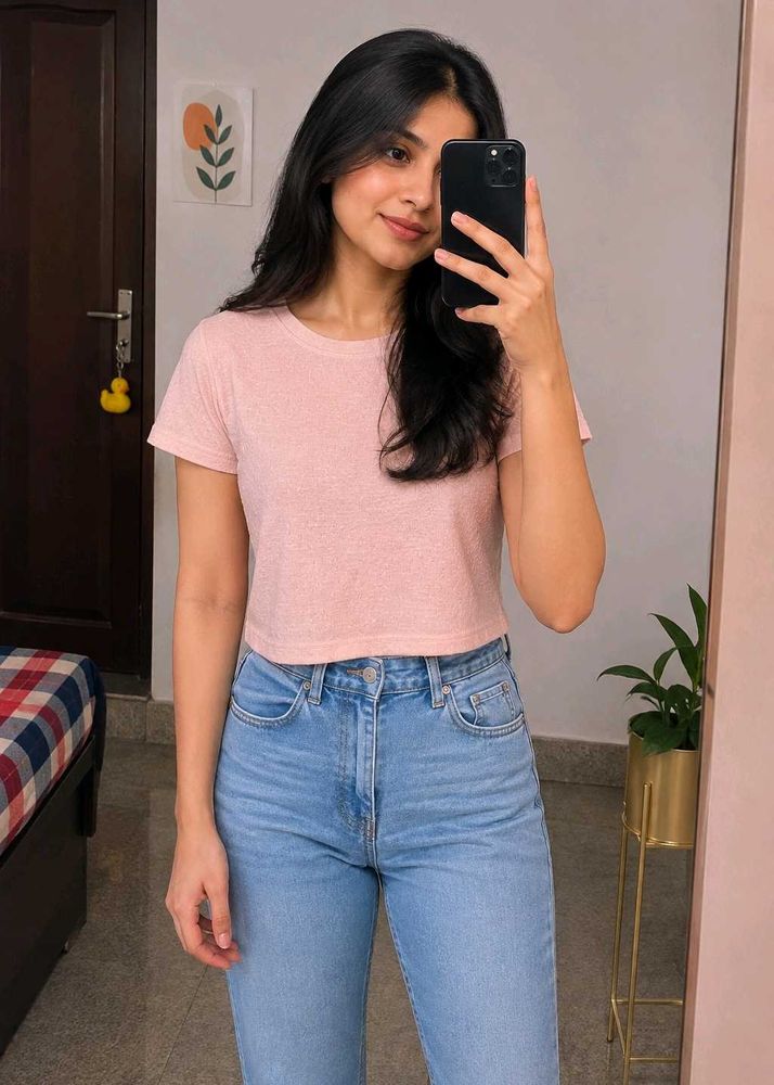 Trendy Pink Textured T-Shirt