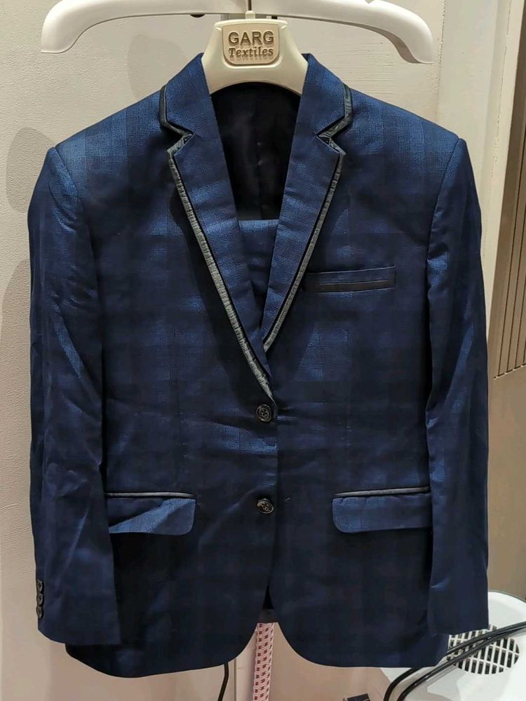 Men's Stylish Blue Checkered Suit