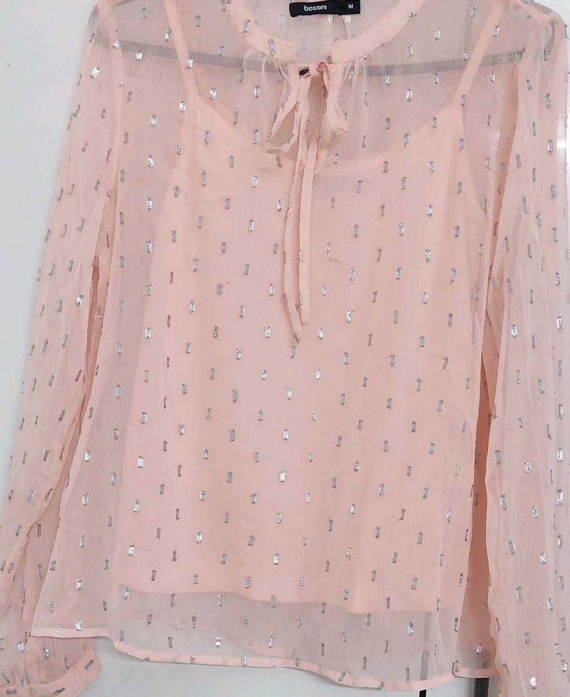 Sheer Blouse with Sparkle Detail