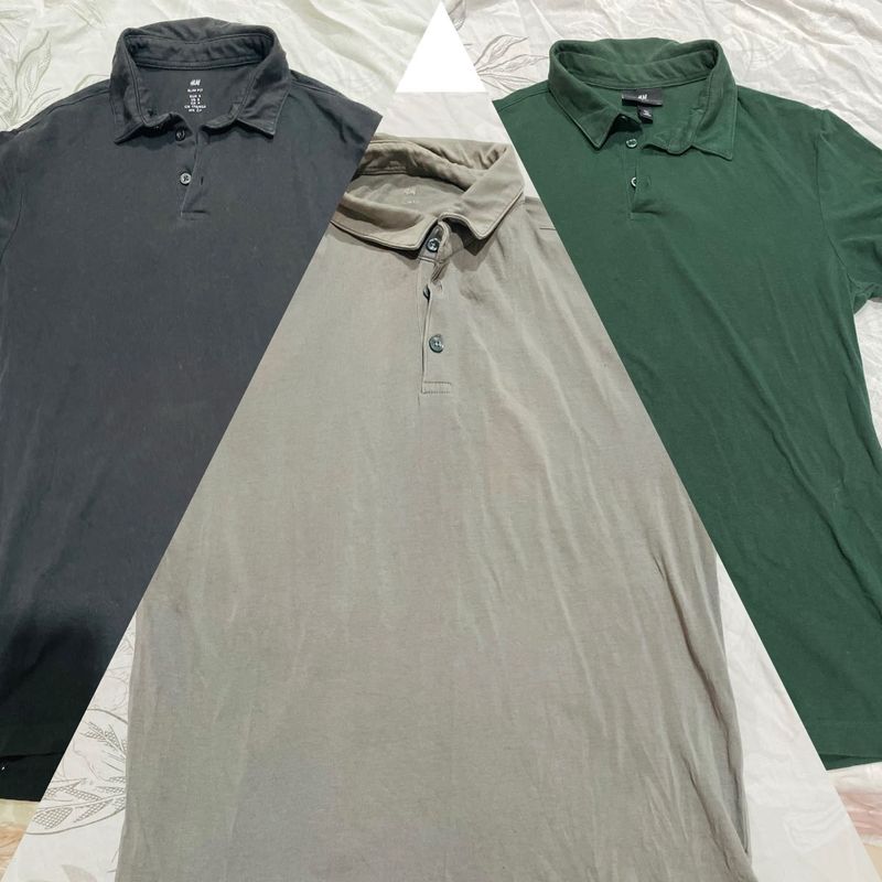 combo of 3 Men's H&amp;M Polo Shirts darkgreen grey an